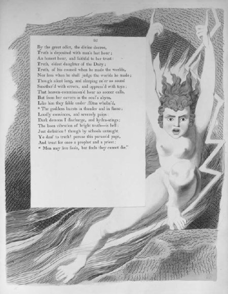 Truth, Night the Fourth, Young's <i>Night Thoughts</i>, engraving and watercolour drawing by William Blake